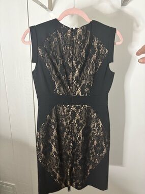 Adrianna Papell Black Lace-Inset Sheath Dress